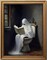 Framed Canvas Wall Art – Cute Ghost on Toilet Reading Books, Gothic & Dark Academia Bathroom Halloween Decor, 8x10 Inches